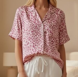 Pink Leopard Print Women's Top XL Victoria's Secret